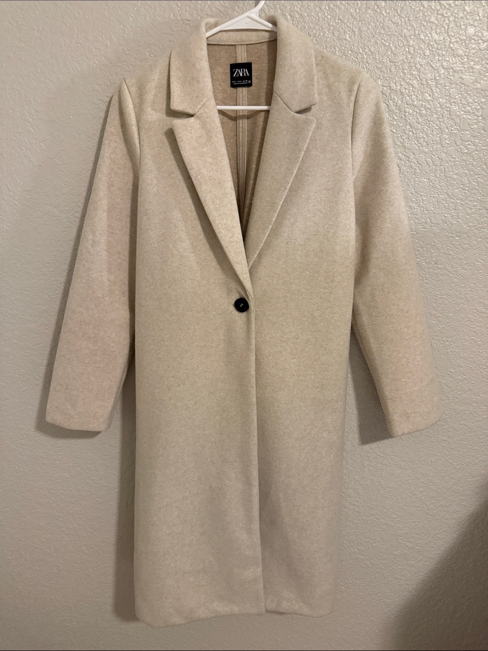 Zara Beige Single-Button Long Trench Coat